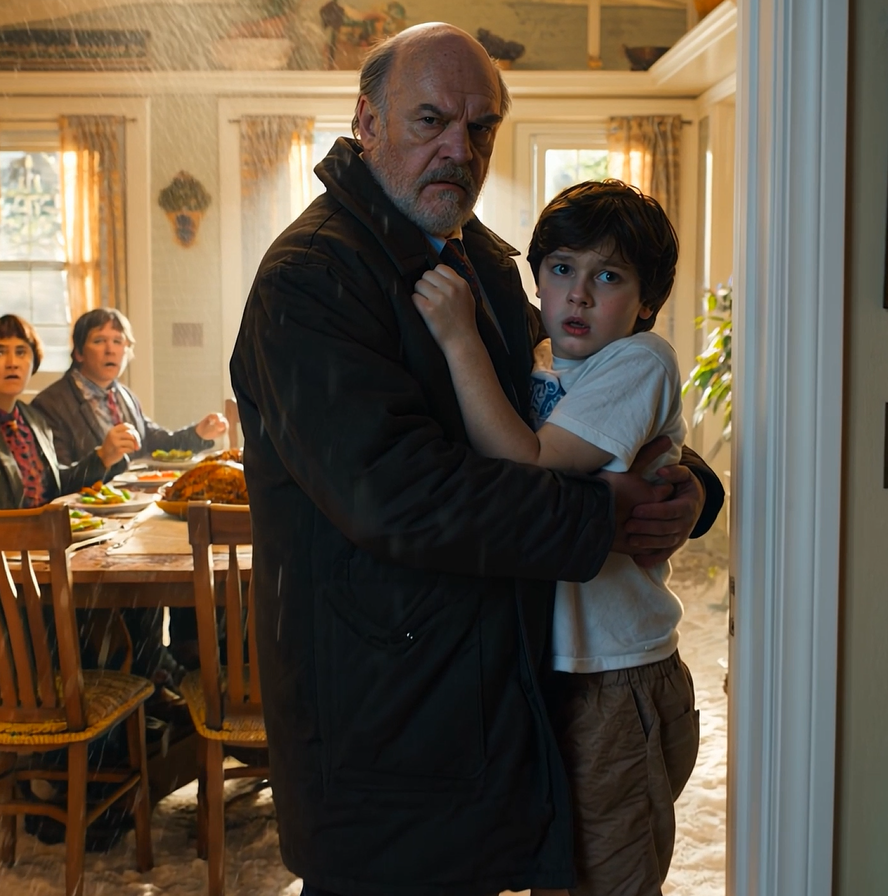 I arrived at my son’s house without warning on Thanksgiving Day. I found my grandson shivering on the street in a T-shirt and shorts in 5ºF weather. Inside, the whole family was eating turkey at the holiday table. I kicked the door open and said six words… and their faces went white.