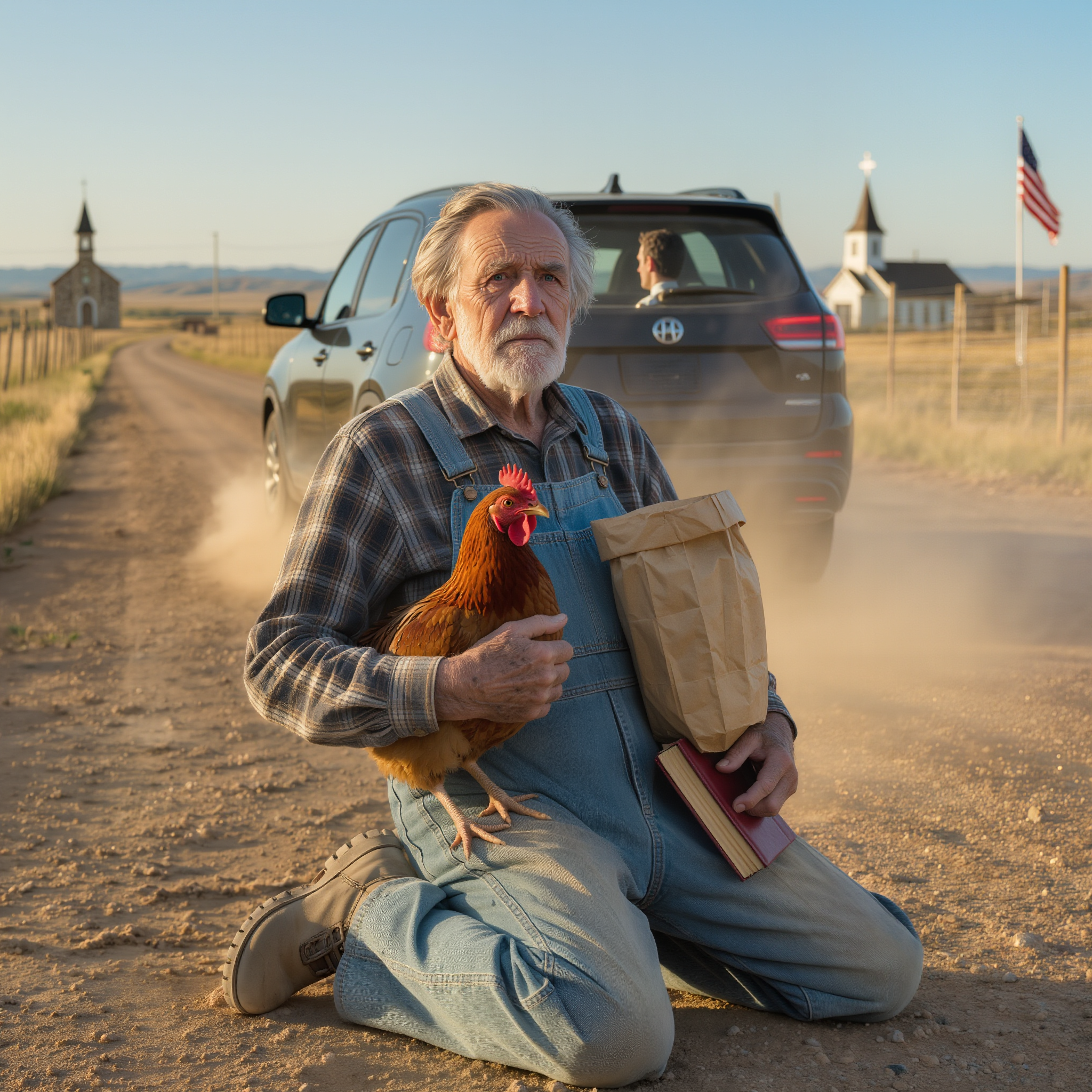 I spent my life breaking my back to send my son to law school so he’d never have to eat dust like I did — at eighty-two, he drove me onto a lonely Arizona road, shoved a plastic grocery bag and a rusty red hen into my arms, and left me there, never guessing the yellowed paper he’d thrown in that bag could tear his perfect world apart.