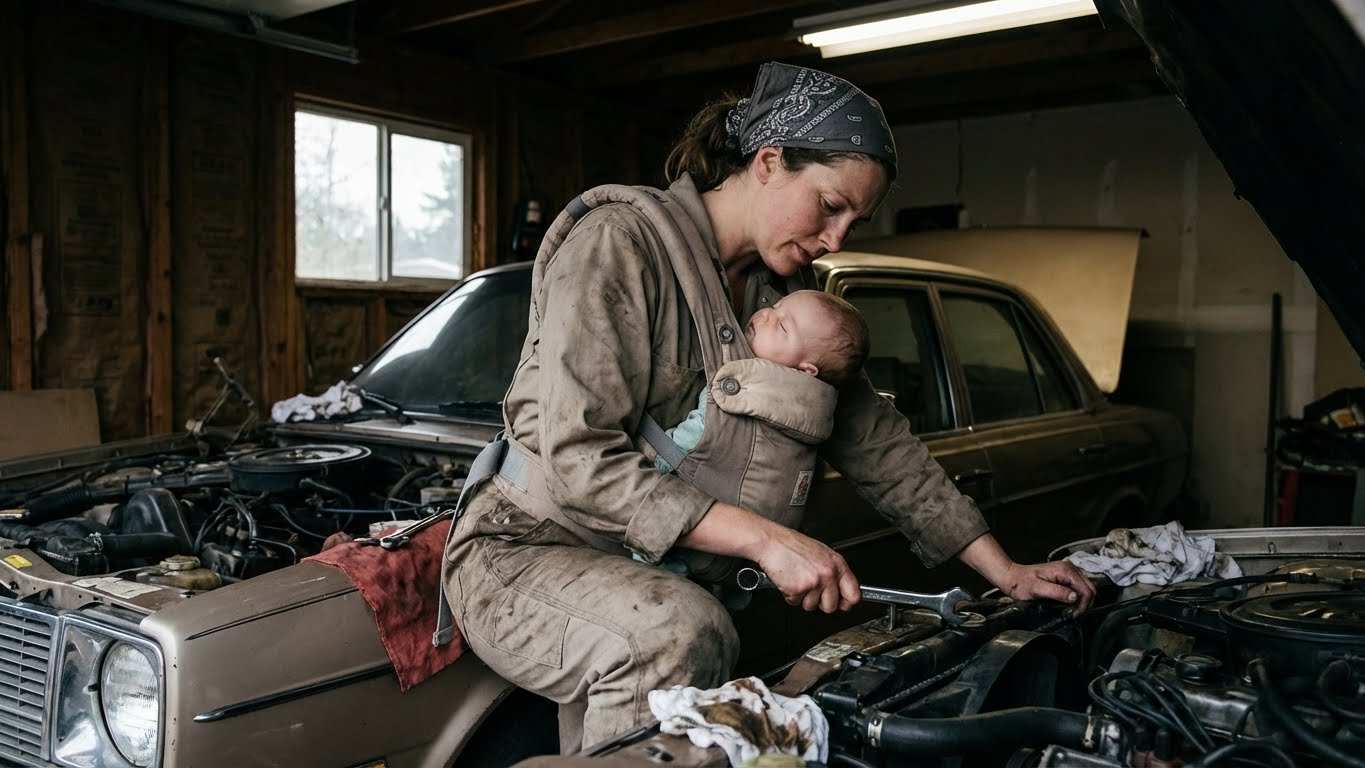 Nadie quiso tocar ese motor… hasta que apareció una madre con grasa en la cara