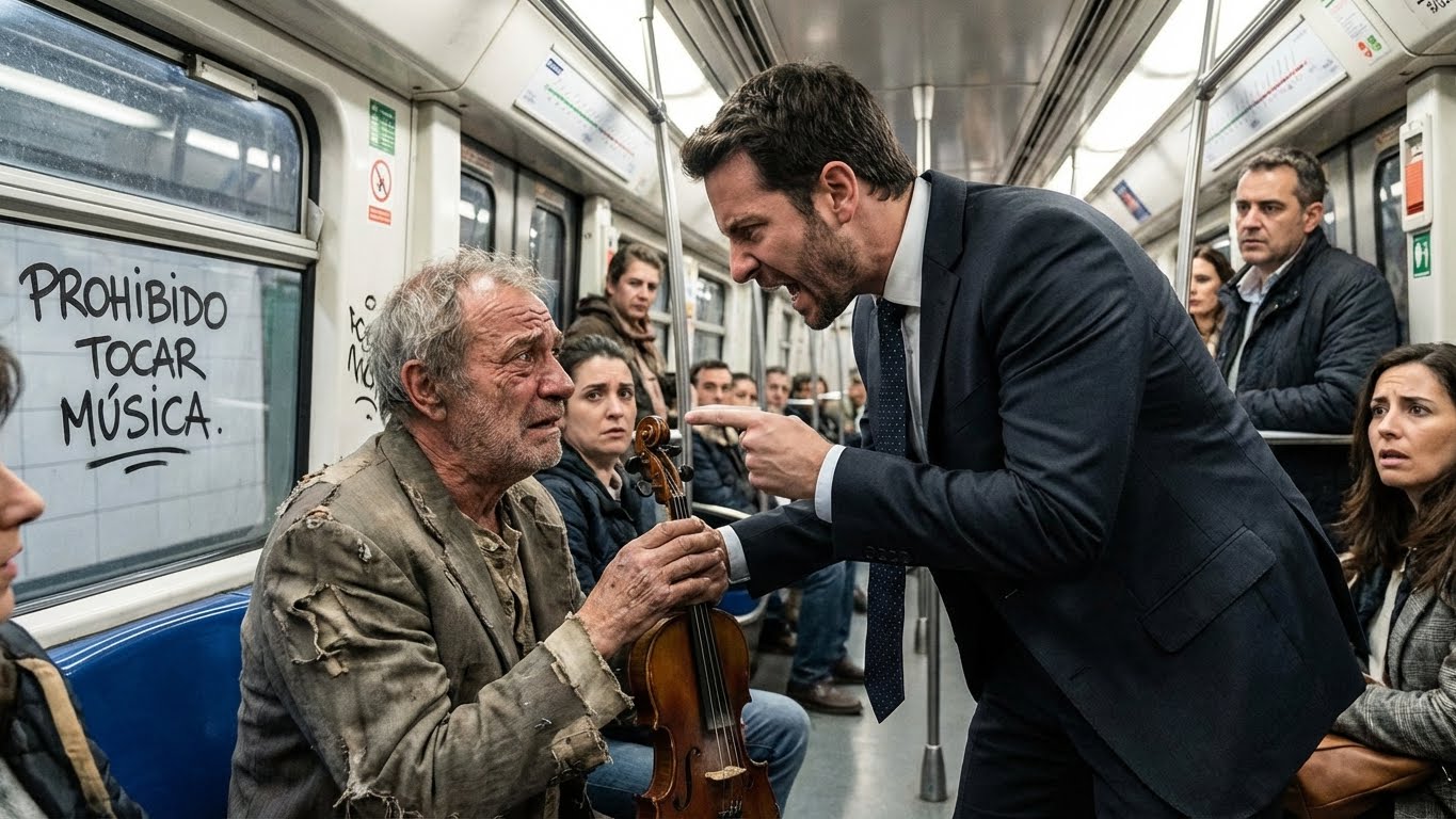 Insultó a un indigente en el metro… y la música reveló un secreto de hace 15 años