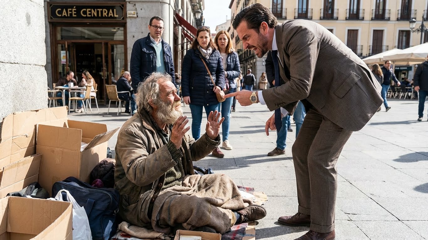 Humilló a un mendigo… y seis palabras lo destruyeron en segundos