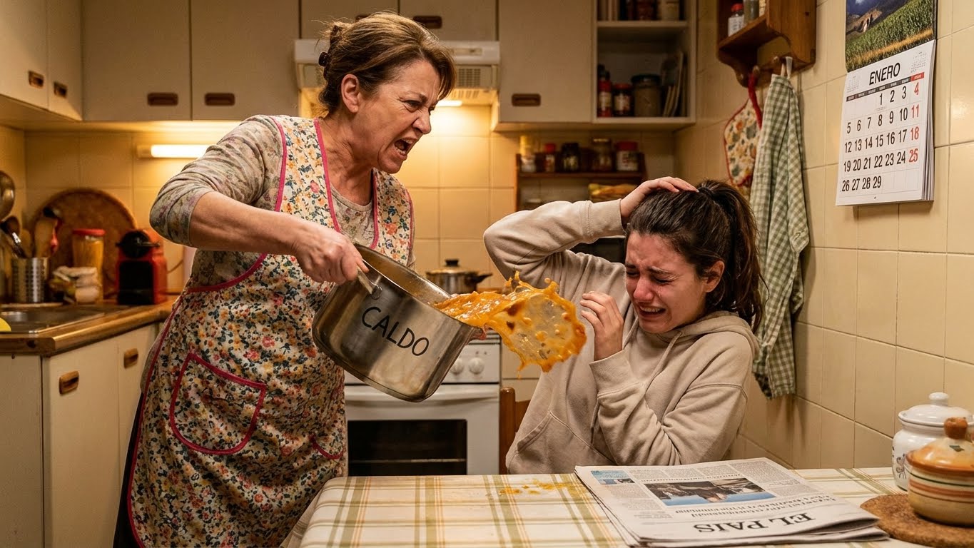 Mi madrastra me lanzó sopa hirviendo por arruinar su fiesta… y mi padre entró justo a tiempo
