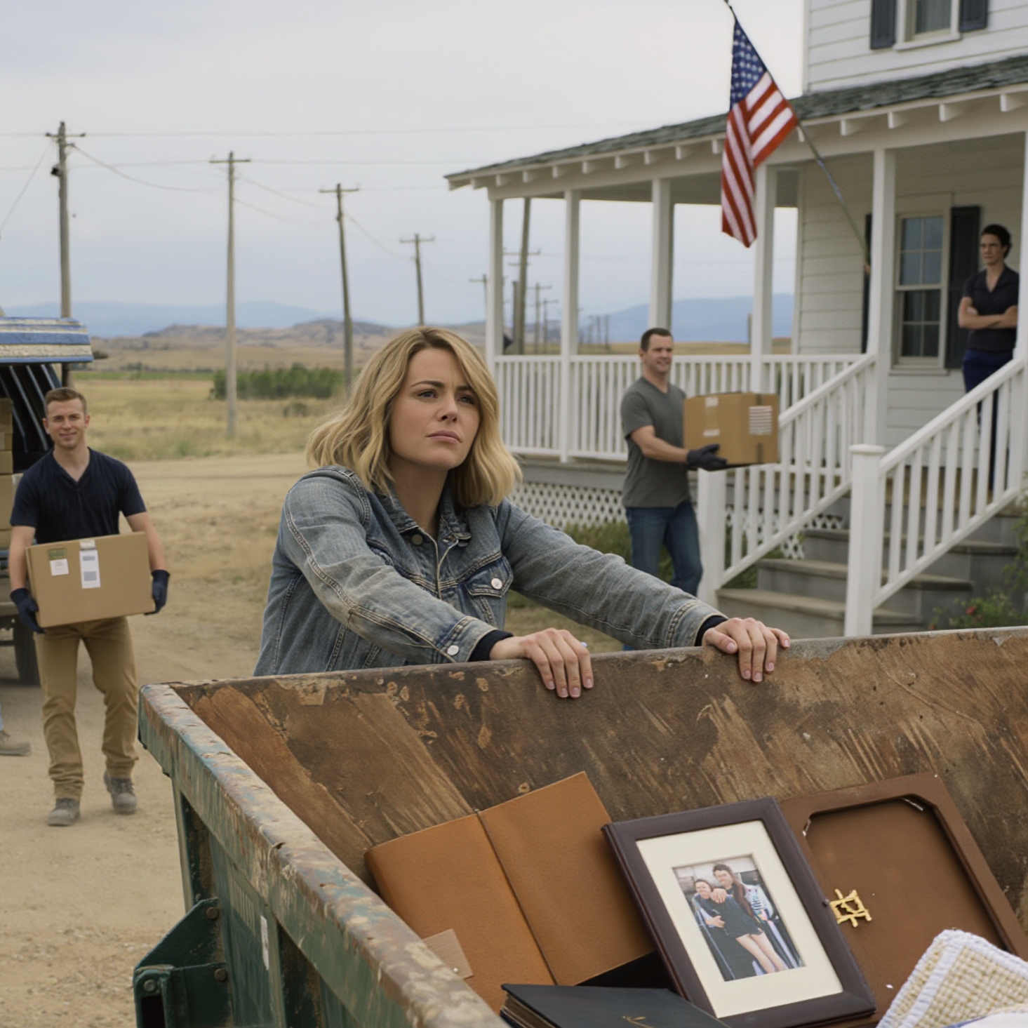 I drove the same dirt road to Turner Ranch in Idaho for six years, but the day a green industrial dumpster blocked the driveway, I realized my uncle Ron wasn’t “cleaning up” after Grandma Maggie—he was trying to erase her. Dust curled behind my tires like smoke as I climbed the familiar rise, and there he stood by the porch in crisp khakis, directing three workers like this place belonged to him. A box sailed over the metal rim, glass shattered, and something inside me snapped so hard I could feel it in my ribs. Posted by  –