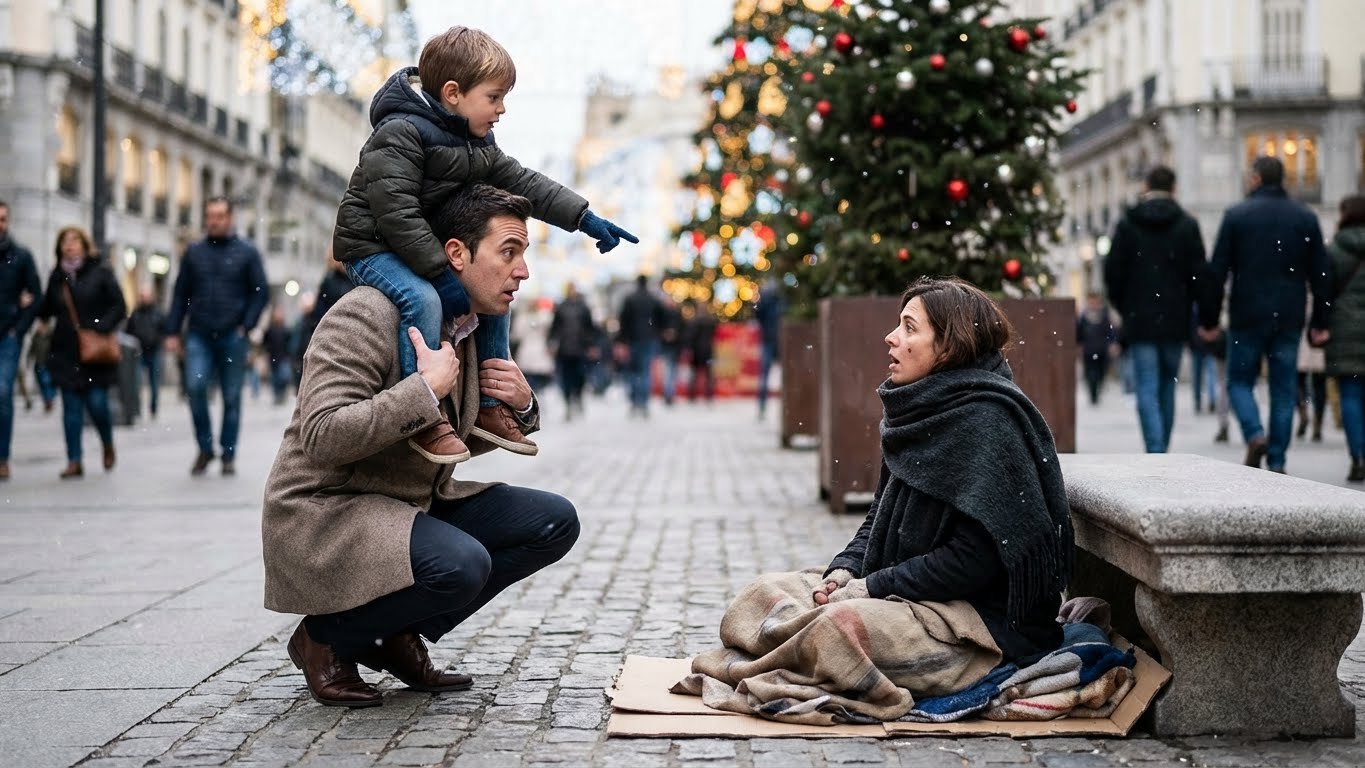 Ignoró a una mendiga… hasta que su hijo susurró: ‘Papá, esa es mamá’