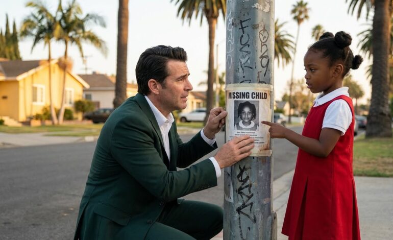 Pegaba carteles de su hijo… hasta que una niña susurró: ‘Vive en mi casa’