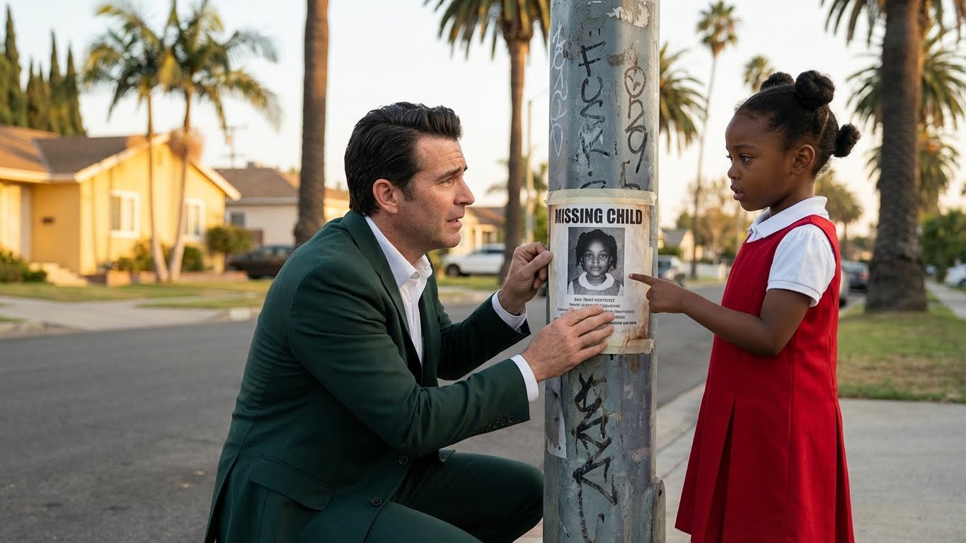 Pegaba carteles de su hijo… hasta que una niña susurró: ‘Vive en mi casa’