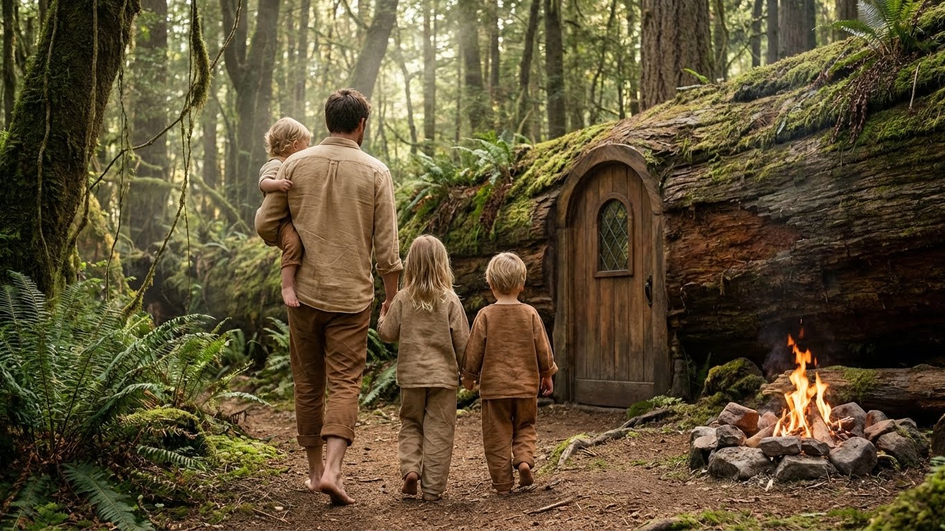 Se refugió con sus hijos en un tronco gigante… y descubrió el secreto que mató a su esposa