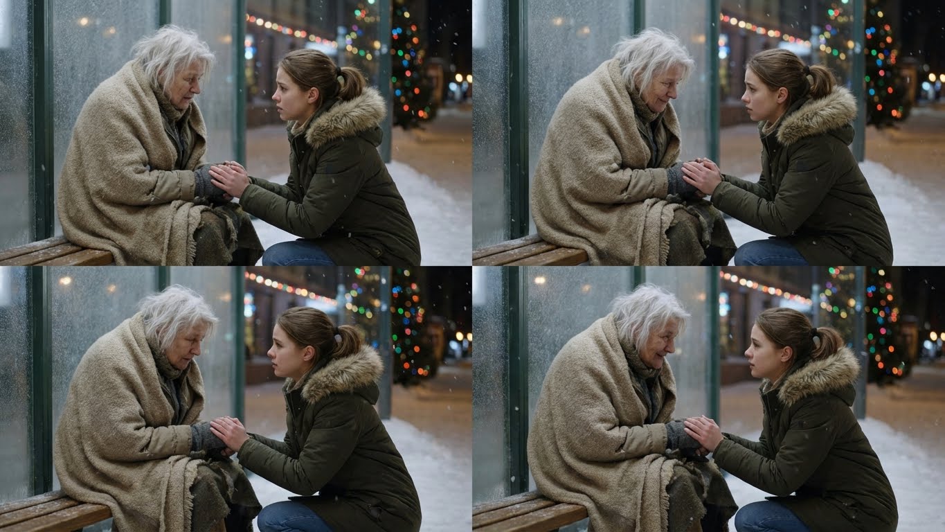 I Took a Freezing Homeless Grandma Home on Christmas Eve… Then a Luxury SUV Showed Up at My Door