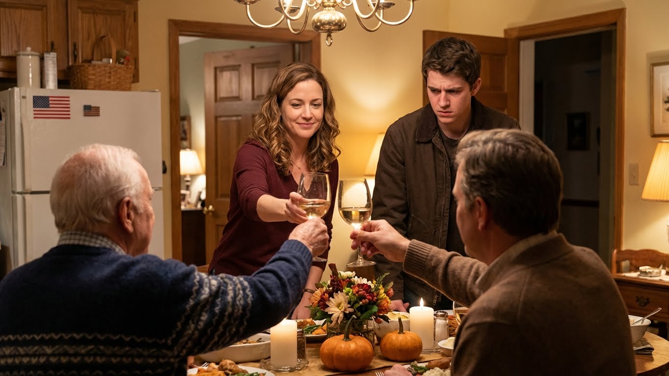 My brother stood up at Thanksgiving and announced our parents were giving him the family business—and I’d been decided from the start to get “absolutely nothing.” I took a slow sip of my drink, looked at my dad, and said, “Should I tell them now, or do you want to?” The carving knife paused mid-air, and the room filled with the low drone of a football game playing “for background,” the way it always does in houses like ours. My parents’ dining room looked picture-perfect on purpose: the long table, the good plates, the same framed family photos that never seem to include the awkward years. Turkey, cranberry sauce, sweet potato casserole everyone politely praised, and pumpkin pie cooling on the counter like a final layer of tradition. Kyle—28, my younger brother, born for applause—stood up with a grin that said he’d rehearsed this. He tapped his fork against his glass and waited for the attention to land. “Okay, everyone,” he said, soaking in the silence. “Mom and Dad are transferring Bennett Hardware to me. Owner and president. Starting January 1st.” My mom’s smile went bright and proud. My dad nodded like he’d just made a bold, visionary move. My aunt started clapping immediately, and my brother’s wife looked like she was already mentally rearranging the office. Nobody looked at me. Which is wild, because I was the one who kept Bennett Hardware alive when it was two late invoices away from closing its doors. I was 19 when my dad’s health scare knocked him out of the driver’s seat, and I stepped in “for a few months” to handle the day-to-day. Those “few months” turned into fifteen years. I rebuilt supplier trust one awkward handshake at a time, untangled an inventory mess that belonged in a museum, and earned contractor loyalty by being the guy who actually answered the phone at 6 a.m. I missed trips, skipped birthdays, and learned to solve problems in steel-toe boots with a delivery truck idling outside. I did it while everyone else called it “the family business,” like the family was actually the one doing the work. Kyle never stocked a shelf. He never opened the store before sunrise. He never got the frantic calls when a job site was stuck and a crew needed the right part now, not next week. But Kyle was the one my parents celebrated. I was the one they relied on. In our family, that difference was always treated like it was normal. So I kept my voice calm, because anger would’ve made me look “ungrateful.” I set my glass down gently and asked my dad when he’d decided I was getting nothing. He didn’t answer right away. He stared at his plate, jaw tight, like he was trying to swallow a truth without choking on it. And in that quiet, it hit me: this wasn’t just a decision. It was a bet. They were betting I’d stay, train Kyle, hold the relationships together, and keep the machine running while they posed for the holiday photo. That’s why I asked, “Should I tell them now, or do you want to?”  My dad’s eyes lifted to mine, and for the first time all night, his confidence flickered. The story continues in the first comment.