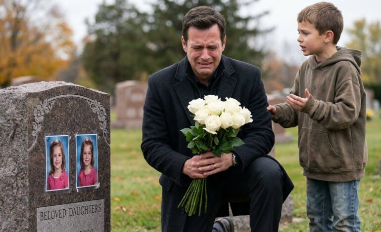 He Wept at His Twin Daughters’ Grave for 2 Years—Then a Homeless Boy Whispered 6 Words That Shattered Everything