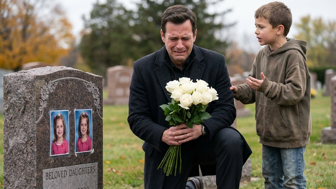 He Wept at His Twin Daughters’ Grave for 2 Years—Then a Homeless Boy Whispered 6 Words That Shattered Everything