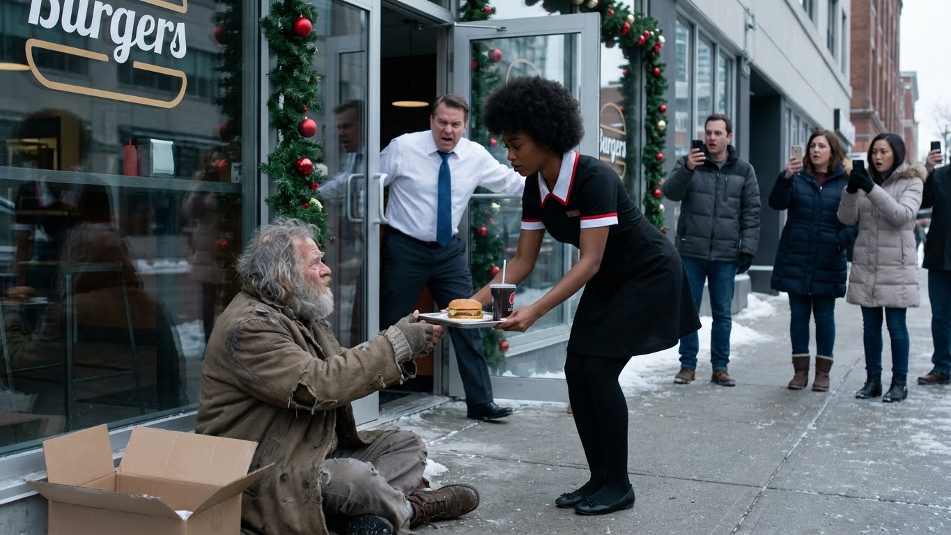 She Gave a Homeless Man a Free Burger—Her Manager Humiliated Her… Then the Man Pulled Out THIS Card