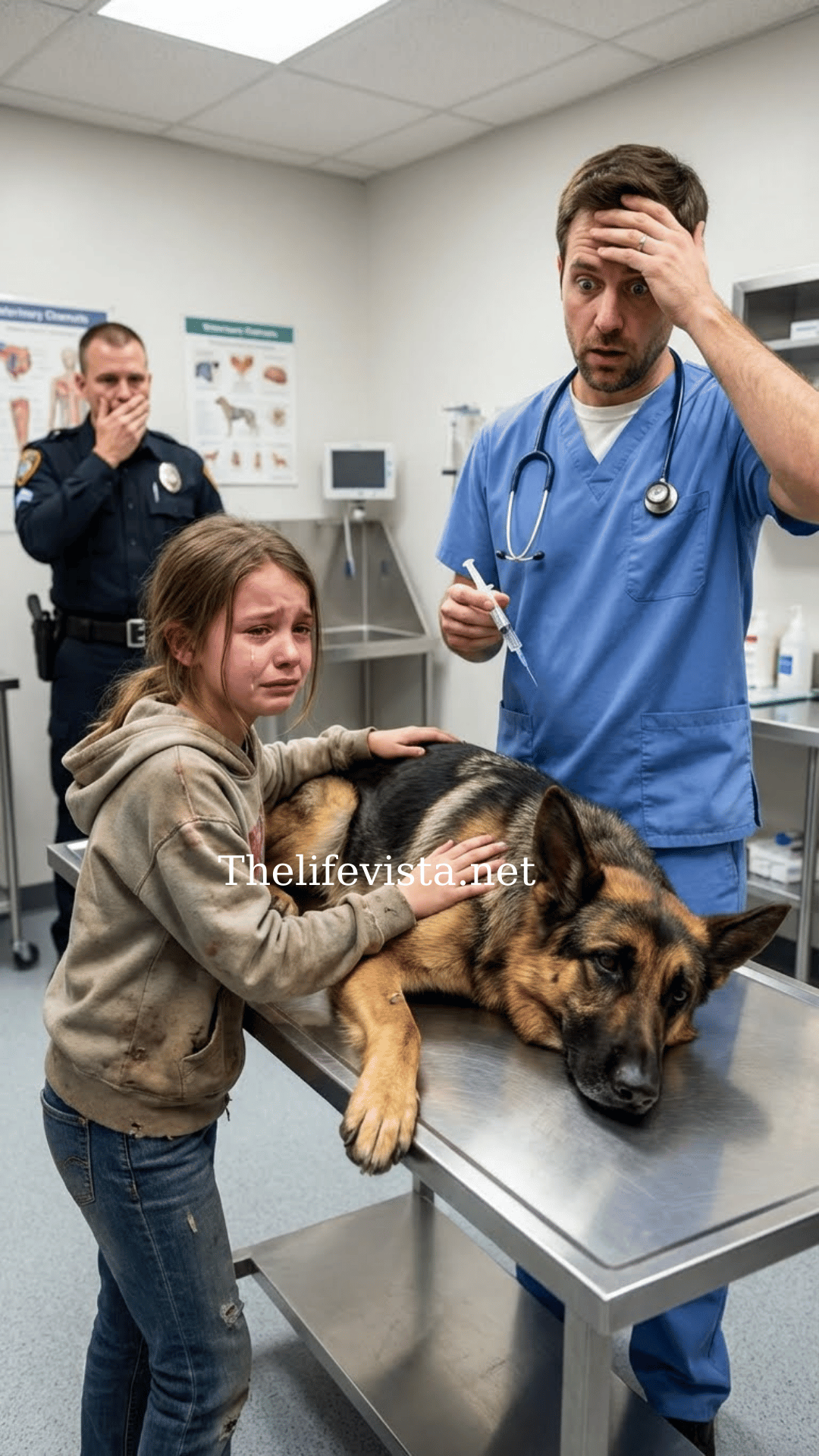 A Dying Police Dog Hugged a Little Girl Before Being Euthanized — Then the Vet Noticed Something and Stopped Everything.”