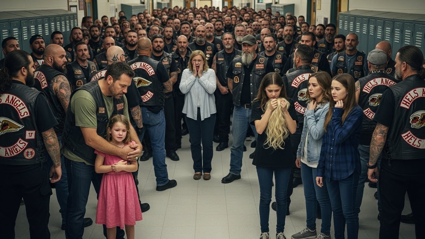 Heartless bullies ripped off a little girl’s wig and mocked her illness — Unaware the next morning would be The Purge, when her dad and 200+ Hells Angels locked down the school…