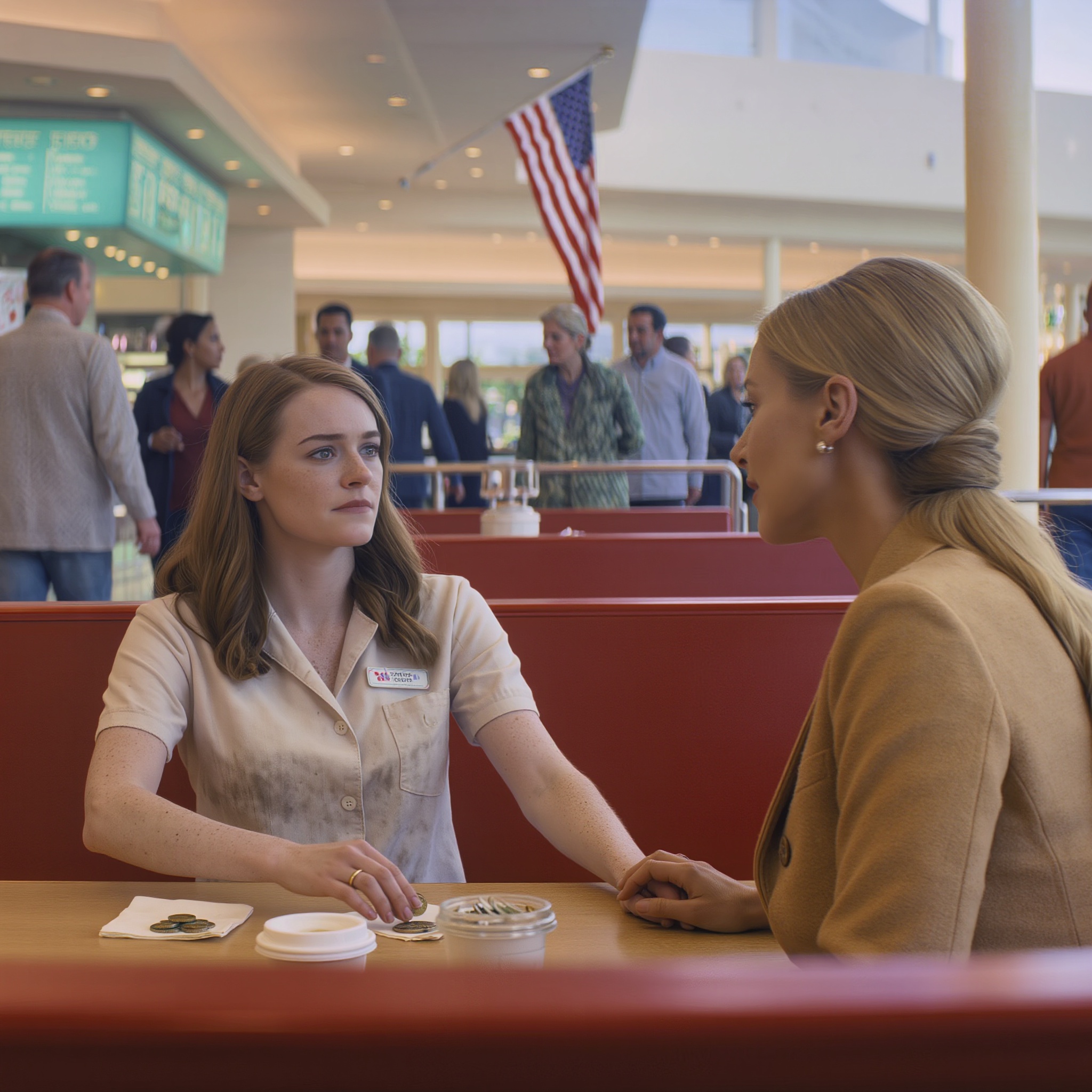 I spotted my daughter at the mall food court, not shopping, not eating—just lining up coins on a napkin like she was trying to make a miracle out of pocket change. I asked, “Where’s the car we got you?” Her throat tightened. “He took it,” she said. “And his mom took the rest.” Then her eyes flicked toward her little girl and dropped again as she whispered that they’d been using my granddaughter to scare her into staying quiet. I didn’t argue. I didn’t panic. I sat across from her and said, “Don’t worry. Mom will handle this…”