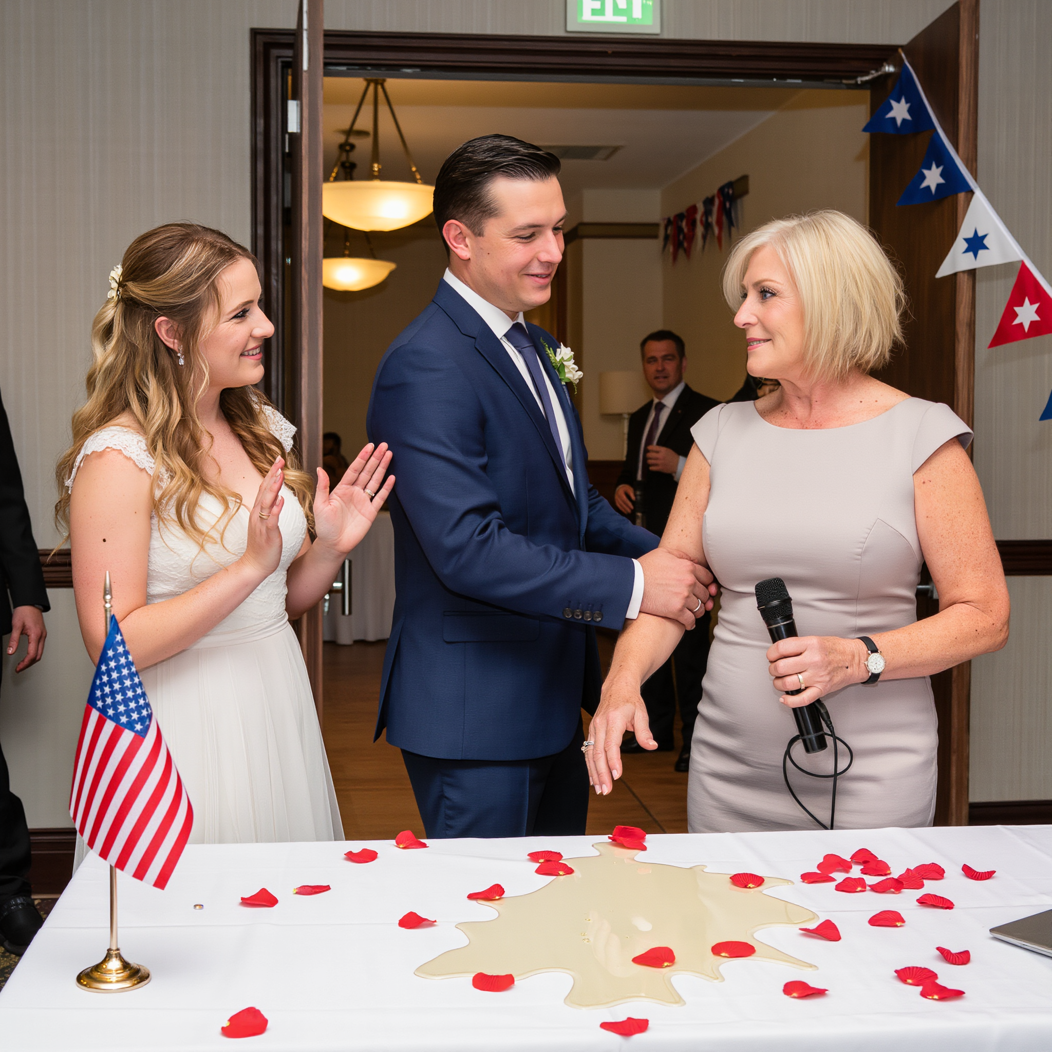 ‘As your new wife, I’m allowing your mother to live in my old apartment,’ my daughter-in-law announced at the wedding reception. I smiled. ‘I appreciate that, but I’m living very happily on my own estate.’ My son cut in. “Mom, I didn’t tell you earlier… but my in-laws and my sister-in-law are moving in there.” I looked around the ballroom—but they were nowhere to be seen. I spoke up, loud enough for everyone to hear…