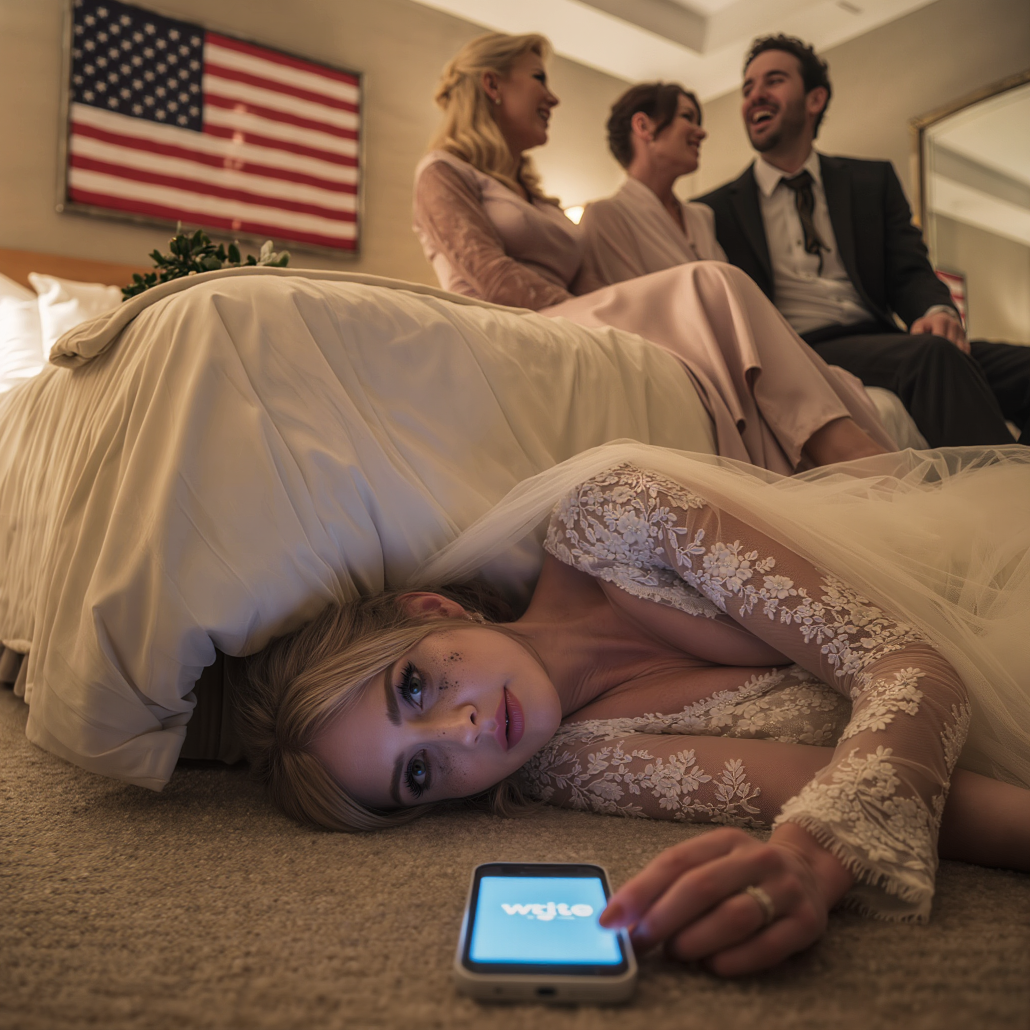 On my wedding night, I hid under the bed to tease my husband. But then someone walked into the room and put the phone on speaker. What I heard made me freeze…