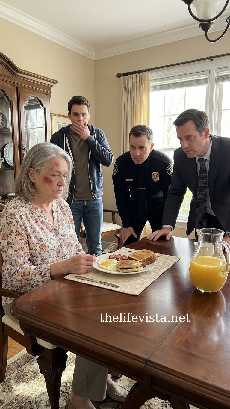 Last night, my son hit me and I said nothing. This morning, I set the lace tablecloth, cooked a full Southern breakfast, and used the good china. He came down smirking, saying, “So you finally learned.” But the moment he saw who was waiting at my table, that smirk died.