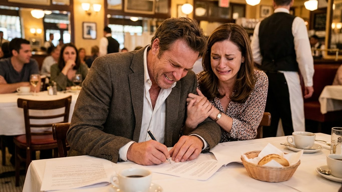 My husband’s best friend bet him I’d cry when they served me divorce papers at Christmas dinner—“women are so predictable,” he laughed. I signed immediately, without a single tear, then calmly handed them a wrapped present. When they opened it, their smiles froze, their faces drained of color, and the room fell into stunned silence as they realized what I had really just given them.