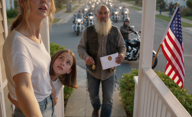 On a rainy night, a poor single mom spent her last $8 on a hot meal for a rough-looking biker that everyone in town crossed the street to avoid, not knowing he was a member of a large biker club. The next morning, the ground outside her tiny apartment shook as over a hundred bikes rolled by, and what they gave her on that sidewalk changed everything.