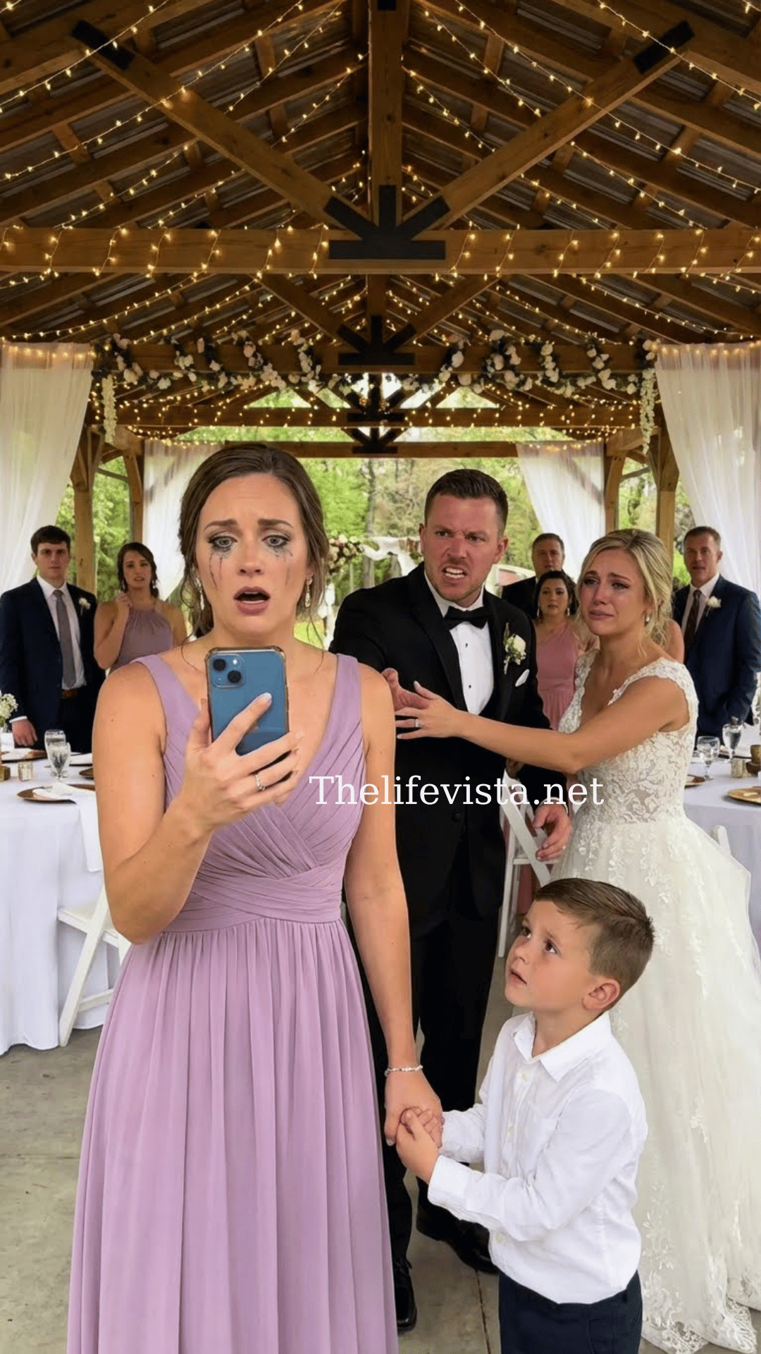 At my sister’s wedding, my 7-year-old son slipped his small hand into mine and whispered, “Mom… we need to leave. Now.” I forced a smile. “Why, sweetheart?” He didn’t answer—just pulled out my phone with trembling fingers. “Look at this.” The screen lit up… and in that instant, my entire body froze. Something was terribly, irreversibly wrong…