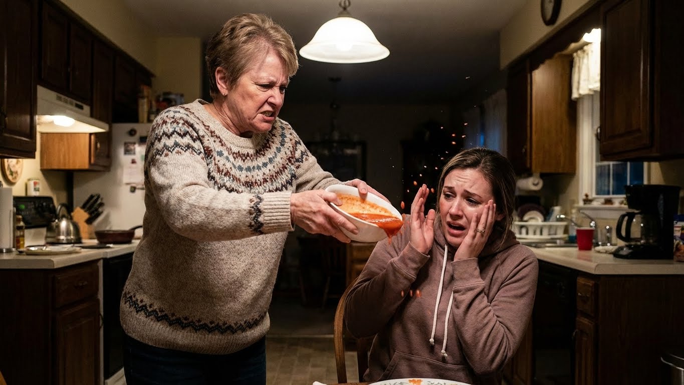 The soup was still hot when it hit her. Eight months pregnant, Emily sat frozen as it spilled down her face—while her husband stood beside her in complete silence. In that moment, she realized this wasn’t about dinner at all. It was about how much pain a woman is expected to endure before she finally chooses herself. – life magazine