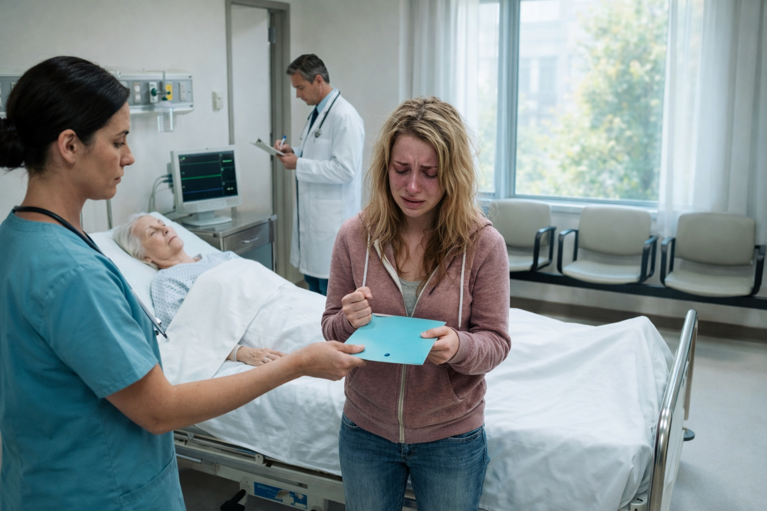 I was alone when my mother passed in the hospital. Other rooms were full of loved ones—mine was empty. No dad, no siblings, no calls, not even a lie. After the doctor declared the time, a nurse gave me her last letter. What it contained—names, a key, and one dark instruction—changed everything…