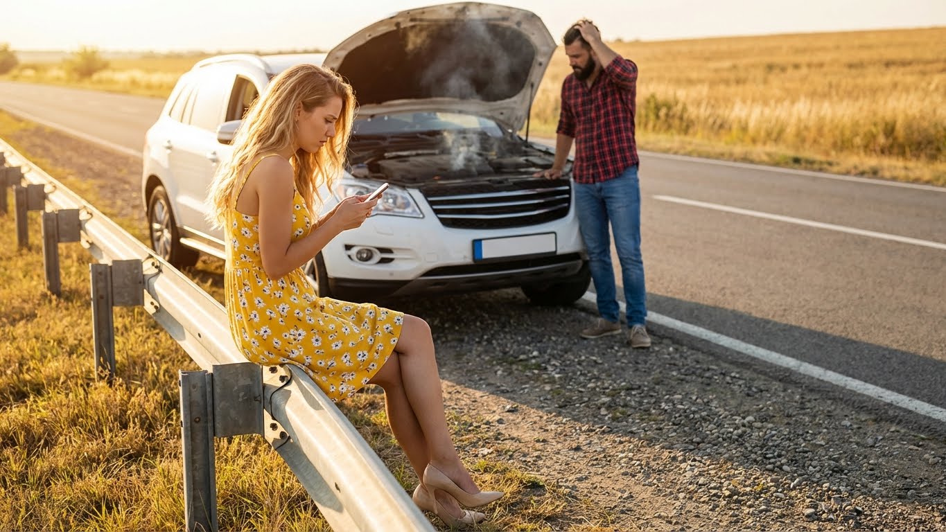Padre soltero auxilia a mujer en víspera de navidad con auto varado… sin saber que era millonaria…
