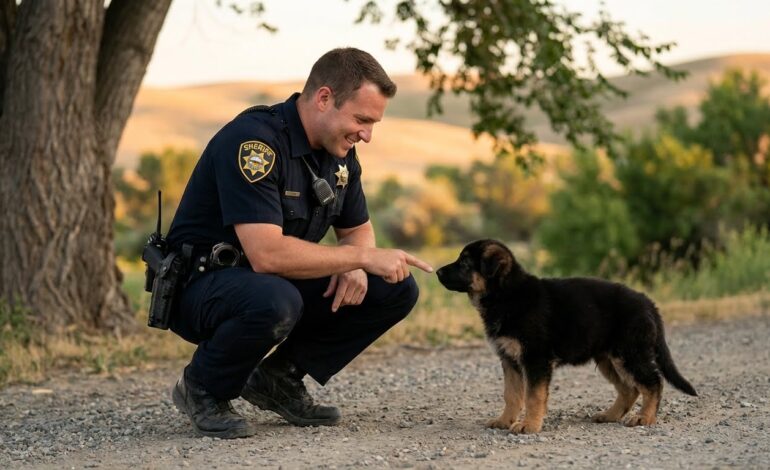 El cachorro siguió al policía, pidiendo ayuda. El motivo hizo llorar a la gente.