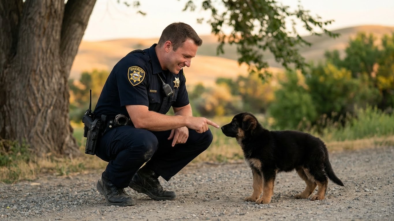 El cachorro siguió al policía, pidiendo ayuda. El motivo hizo llorar a la gente.