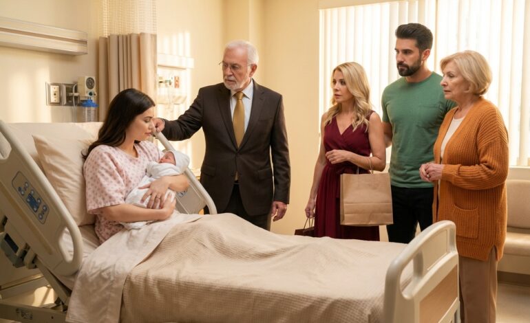 The Grandfather Who Stepped Into My Hospital Room With Flowers To Meet His New Great-Granddaughter — But When He Whispered, “Sweetheart, Was The Two Hundred Fifty Thousand I Sent You Every Month Not Enough?”, I Froze… And The Moment My Husband And Mother-In-Law Burst In Carrying Luxury Bags, Everything I Thought I Knew About My Life Began To Unravel