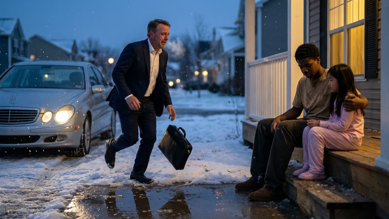 Un niño sin hogar trepa a la mansión para salvar a una niña que se congelaba, su padre multimillonario lo vio todo.
