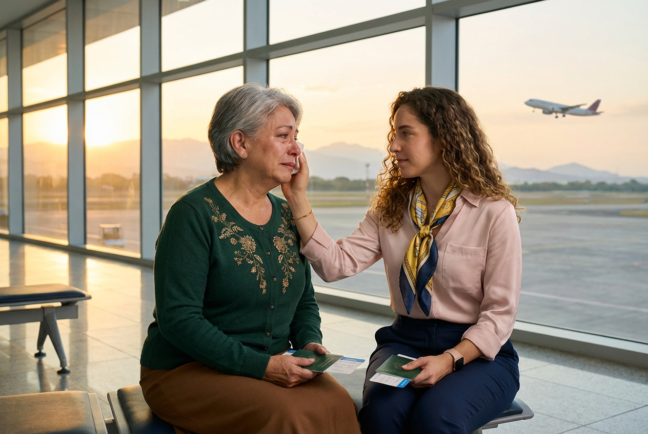 Mi suegra de repente me dio 1 millón de pesos y me dijo que me fuera de viaje al extranjero para descansar. El día que salí rumbo al aeropuerto, regresé en silencio… y descubrí una verdad espantosa