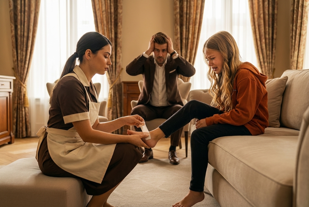 La hija muda del millonario sufría por dolor en el pie, hasta que una camarera hizo algo inesperado