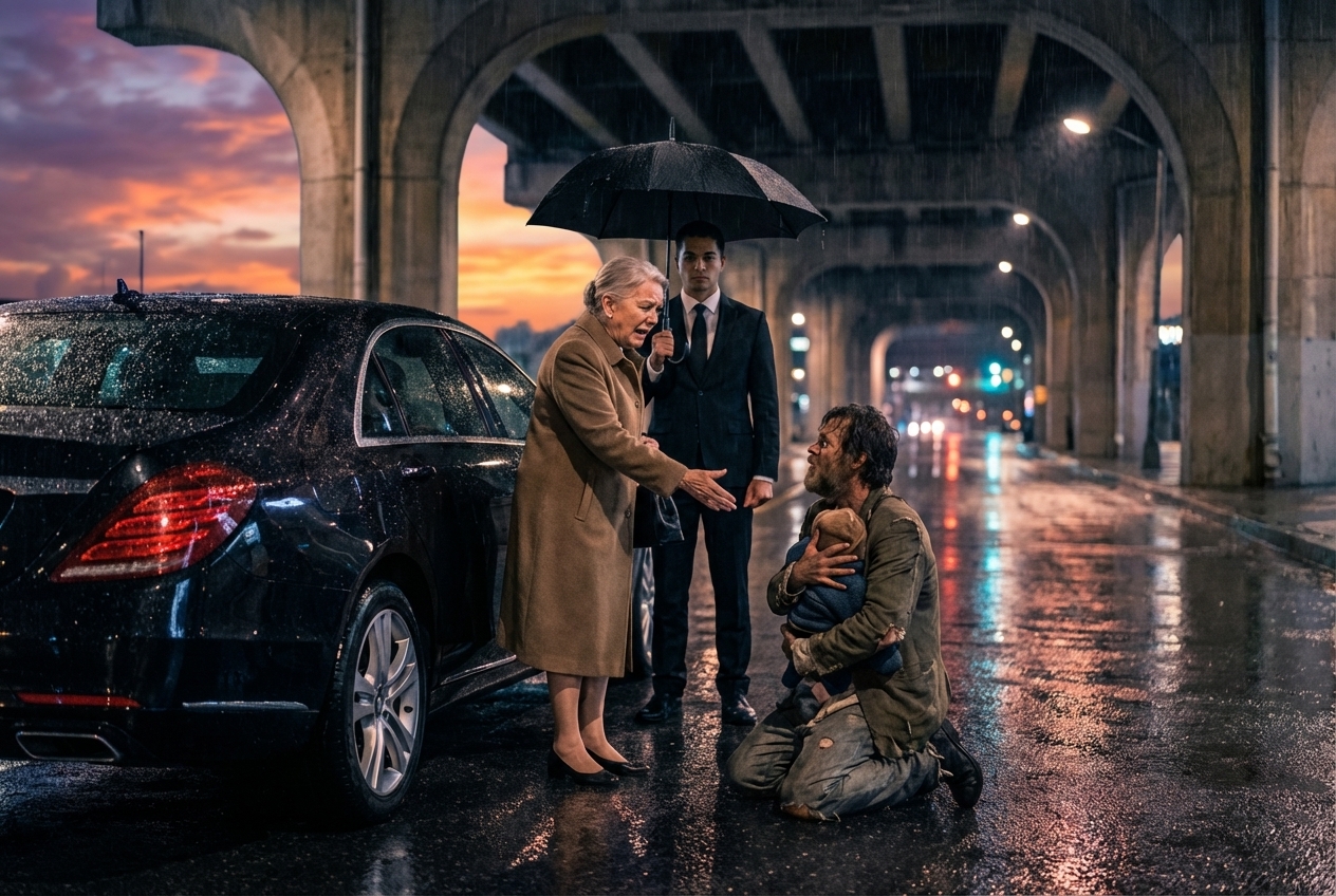I discovered my homeless grandson and his little child living in a makeshift tent beneath a bridge, and the child whispered that everyone had said I would never return. That same night, I flew them home on my private jet and began revealing the truth about his father — a revelation that sparked a family reunion no one saw coming