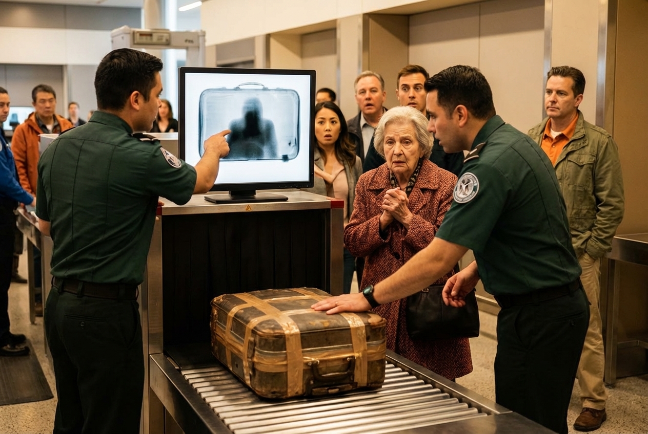 During a routine inspection of the old woman’s suitcase, a strange image appeared on the scanner. The officer immediately ordered it opened. What they found stunned everyone