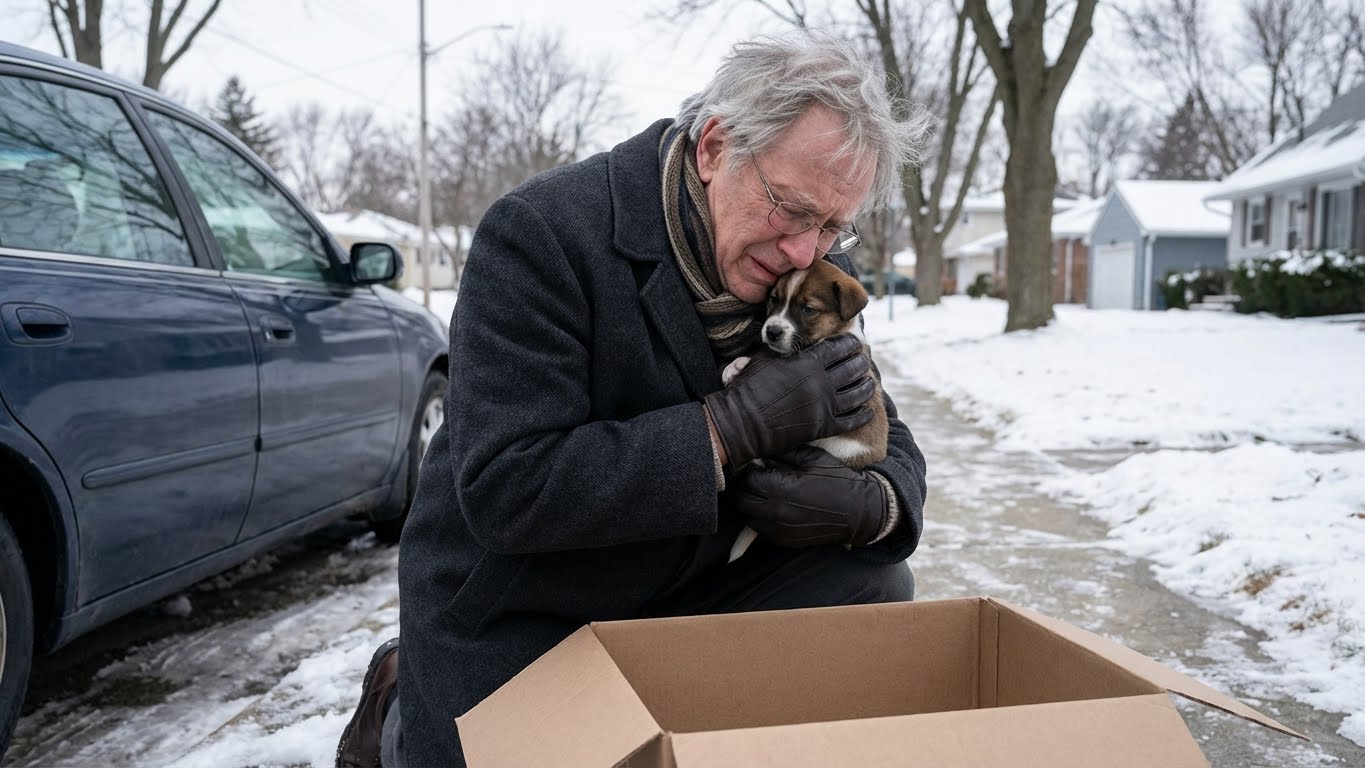 Un juez salió de su coche y encontró un perro abandonado en una caja; el momento en que lo abrazó conmovió a todo el vecindario. El juez no llamó al servicio de control de animales.