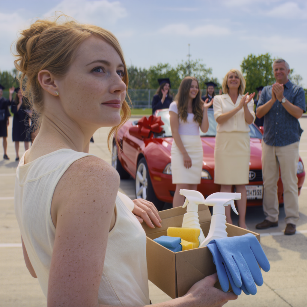 My sister got a convertible for her graduation. when i opened my gift, i froze – a stack of cleaning supplies. mom smiled.”it’s time you helped around the house.” my sister giggled.i packed my bags and walked out. a few days later, my parents called in panic: “where are you? come home now!”