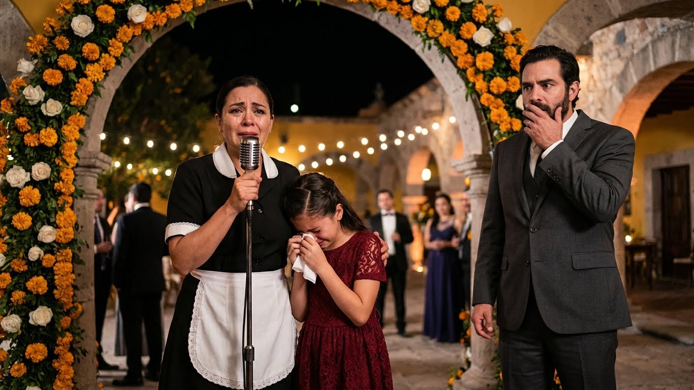 La hija del millonario llora sola en la fiesta, y la señora de la limpieza toma el micrófono y cambia todo…