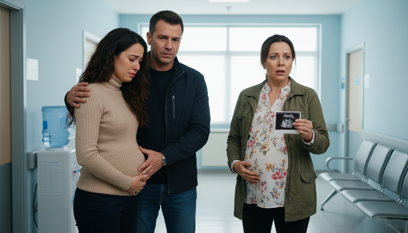 Fui sola a mi ultrasonido y vi a mi esposo acariciando a otra mujer embarazada: Lo seguí temblando de rabia, pero lo que descubrí al abrir esa puerta me hizo caer de rodillas y llorar de vergüenza.