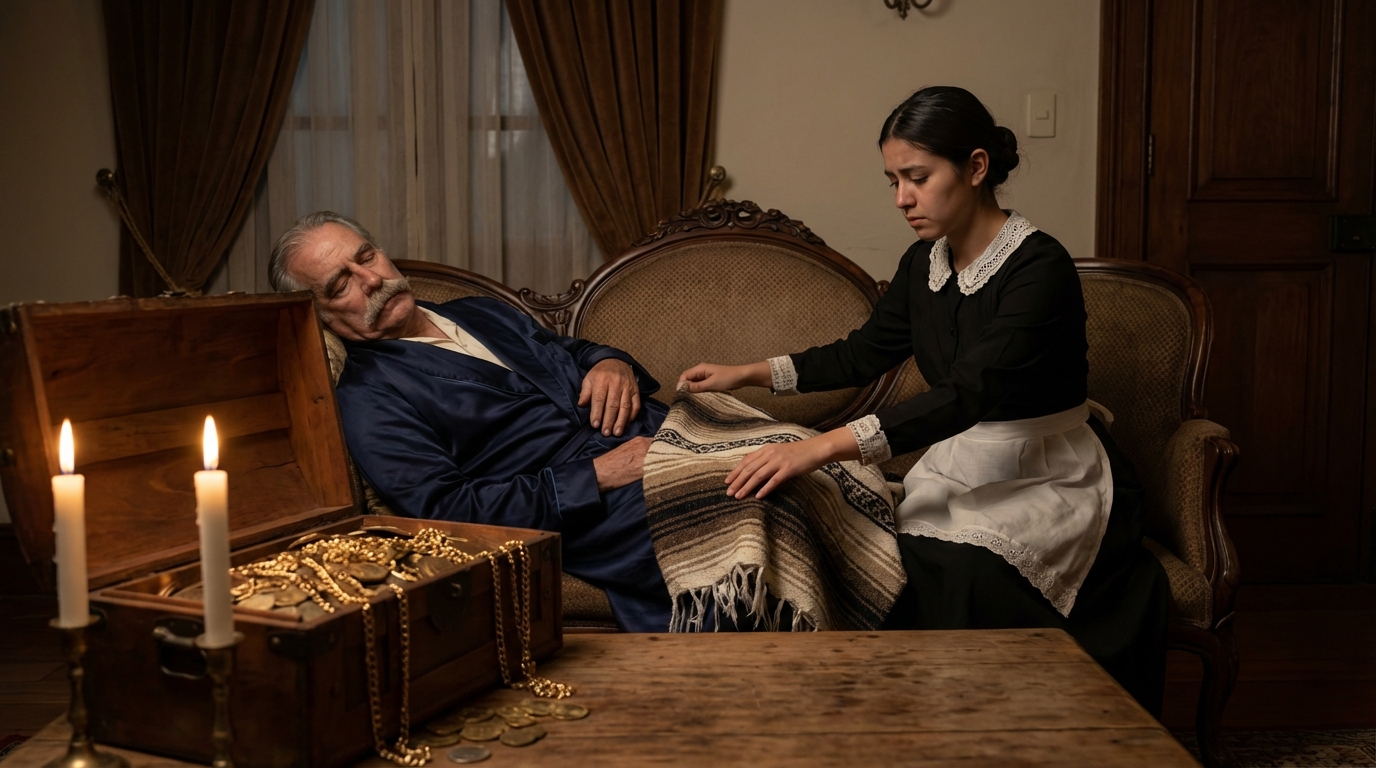 Un hombre rico fingió estar dormido con oro para poner a prueba a la hija de la criada pobre, ¡pero lo que hizo la muchacha lo sorprendió!