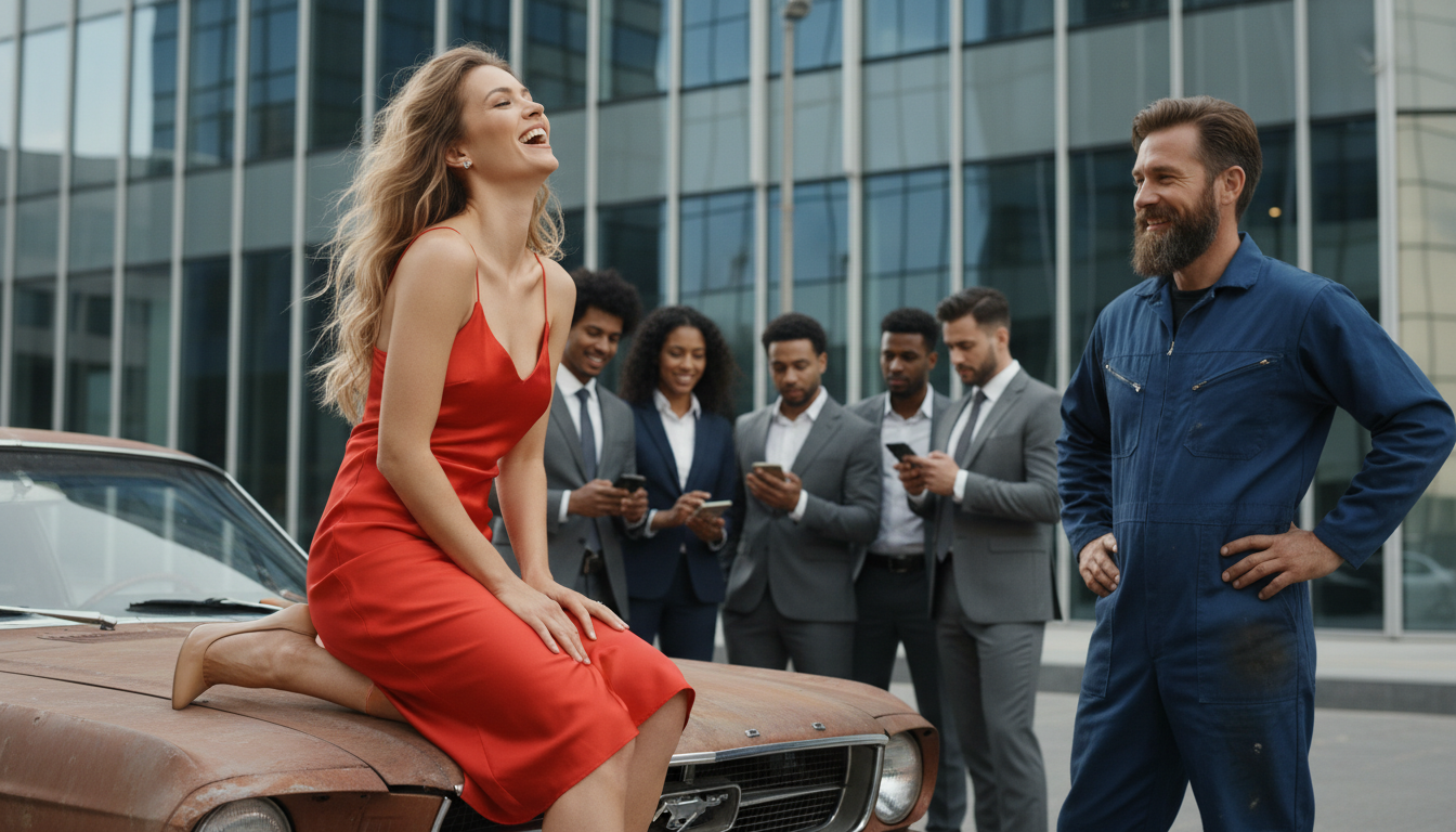 “Ese Coche Es Una Chatarra” — La CEO Se Burla Del Mustang De Un Padre Soltero… Hasta Que Lo Arranca