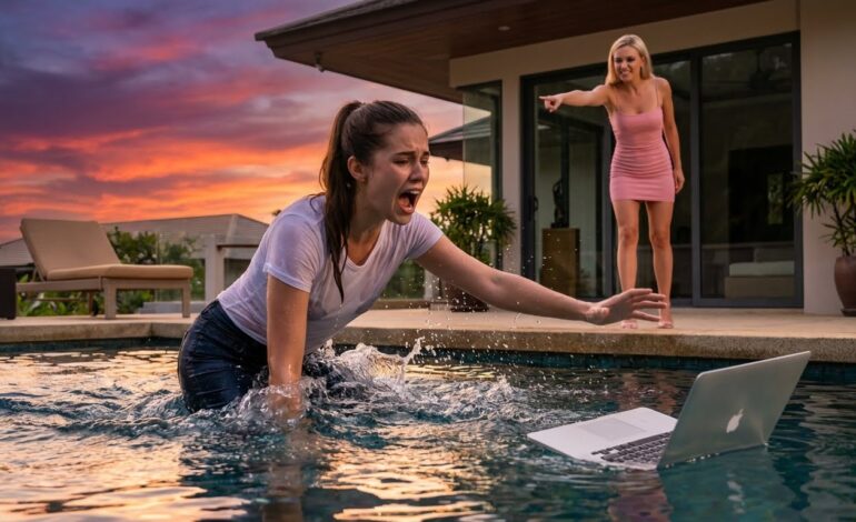 She threw my laptop into the pool because I wouldn’t give her $20K, then called it an accident.