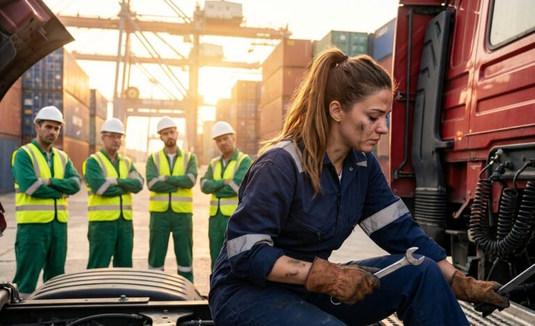 EL CAMIÓN PASÓ POR 20 INGENIEROS SIN ÉXITO — HASTA QUE LA MECÁNICA HUMILDE LO ENCENDIÓ EN 5 MINUTOS…
