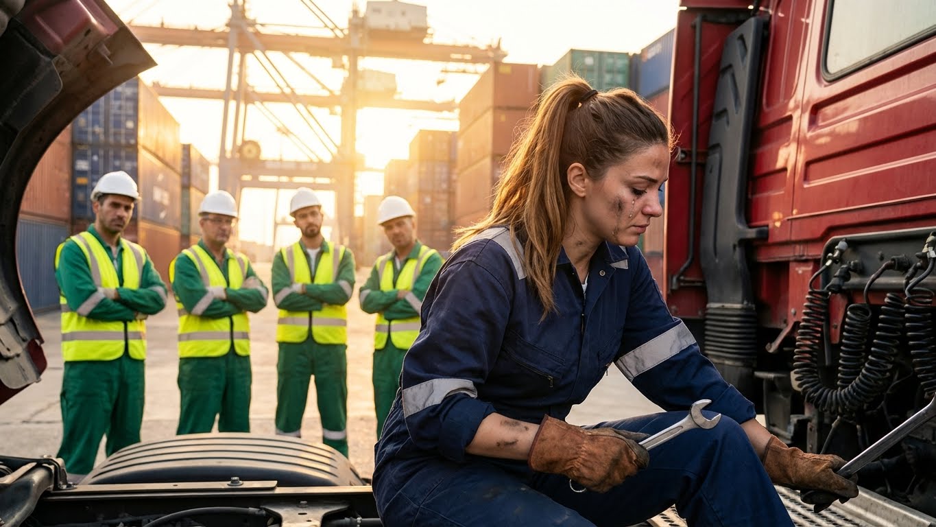 EL CAMIÓN PASÓ POR 20 INGENIEROS SIN ÉXITO — HASTA QUE LA MECÁNICA HUMILDE LO ENCENDIÓ EN 5 MINUTOS…