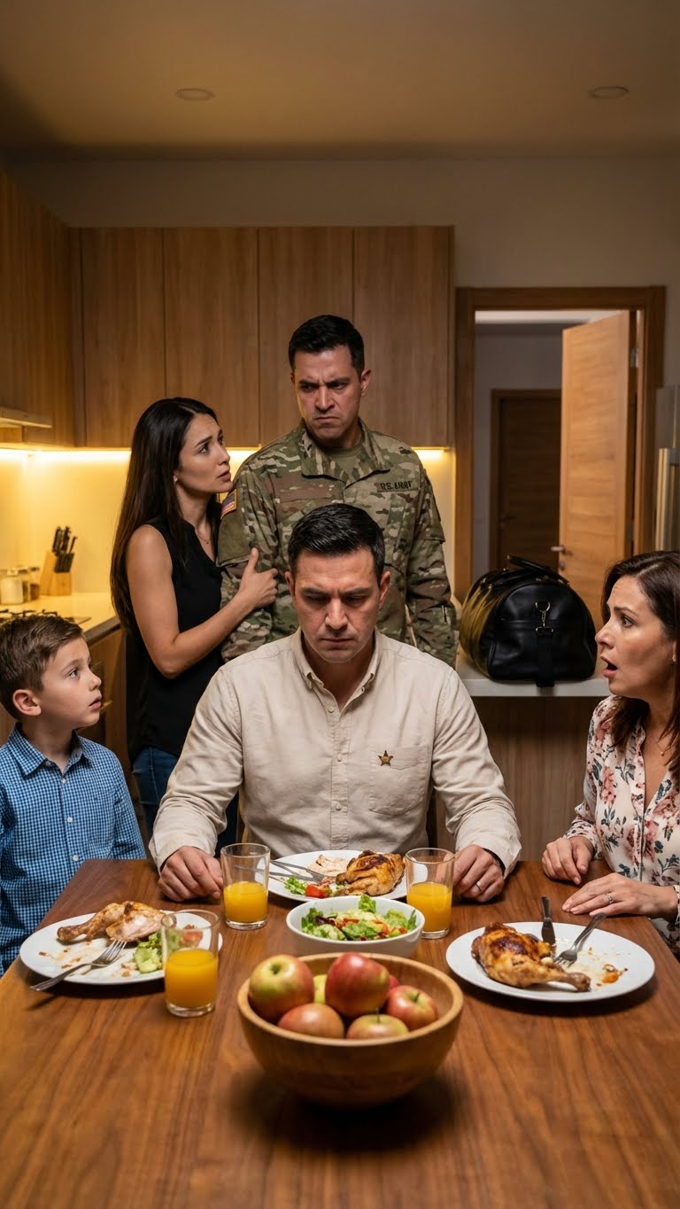 My sister beamed during dinner and said, “this is my fiancé, an army ranger, a real hero,” before turning to me with a smirk and adding, “unlike you and your safe little office work.” but after spotting the metal pin on my shirt, the ranger froze, pulled her back, and said: you don’t know who you’re sitting with.