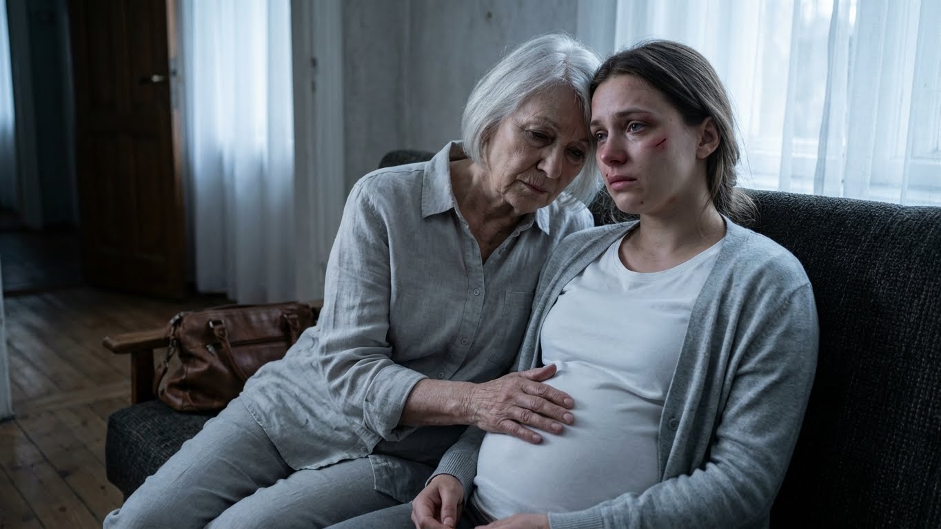 Mi hija Clara, embarazada de nueve meses, apareció en mi puerta a las cinco de la mañana. El cielo seguía negro y el barrio dormía en un silencio inquietante. Cuando la vi, el corazón se me cayó al suelo: tenía el labio partido, un pómulo morado y marcas recientes en los brazos.