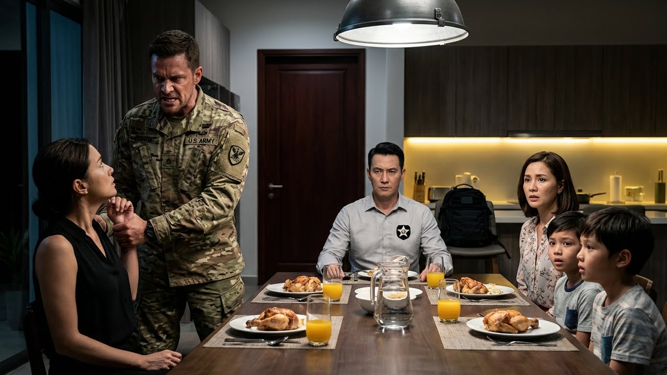 My sister beamed during dinner and said, “this is my fiancé, an army ranger, a real hero,” before turning to me with a smirk and adding, “unlike you and your safe little office work.” but after spotting the metal pin on my shirt, the ranger froze, pulled her back, and said: you don’t know who you’re sitting with.