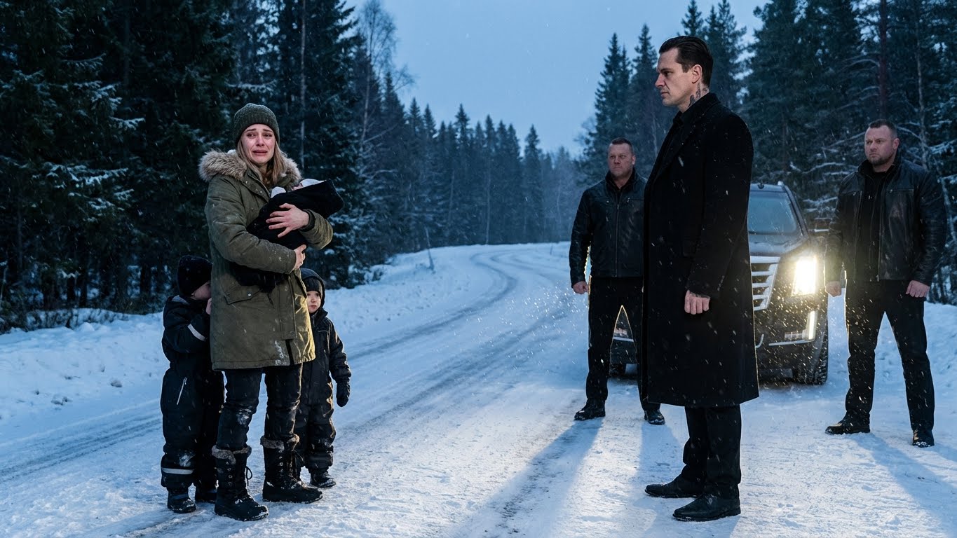 “¿Quién hizo esto?” – Un jefe de la mafia vio a una viuda y a sus hijos abandonados en una tormenta de nieve.
