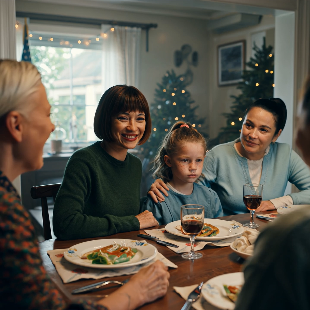Christmas at the dining table in our suburban Chicago kitchen looked perfect—twinkling lights, the smell of turkey drifting through the house—until my niece tapped her spoon against a glass and raised her voice to toast to being “the only grandchild.” No one corrected her. My mom smiled and nodded. My dad even lifted his glass like it was the sweetest thing said all night. My 12-year-old daughter froze, eyes locked on her plate, swallowing her tears so no one would feel awkward. I didn’t yell. I didn’t argue. I held my breath for one beat—long enough to see who would fix it. No one did. So I stood up. Posted by  –